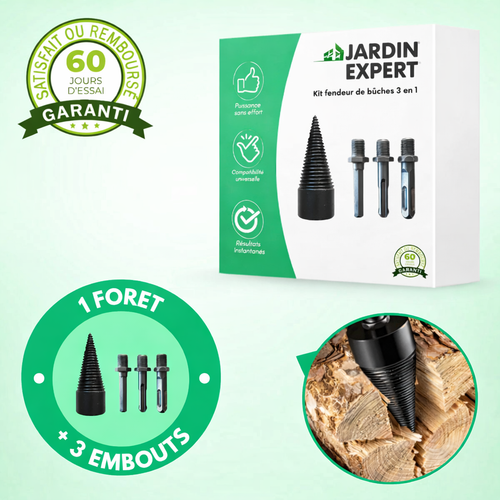 Foret fendeur de bois et de bûches pour visseuse perceuse | Cône fendeur en titane