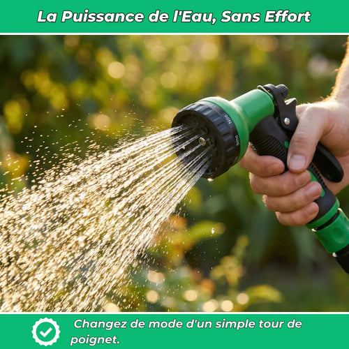 Aquaflex｜Tuyau d’arrosage extensible｜8 modes de jets haute pression